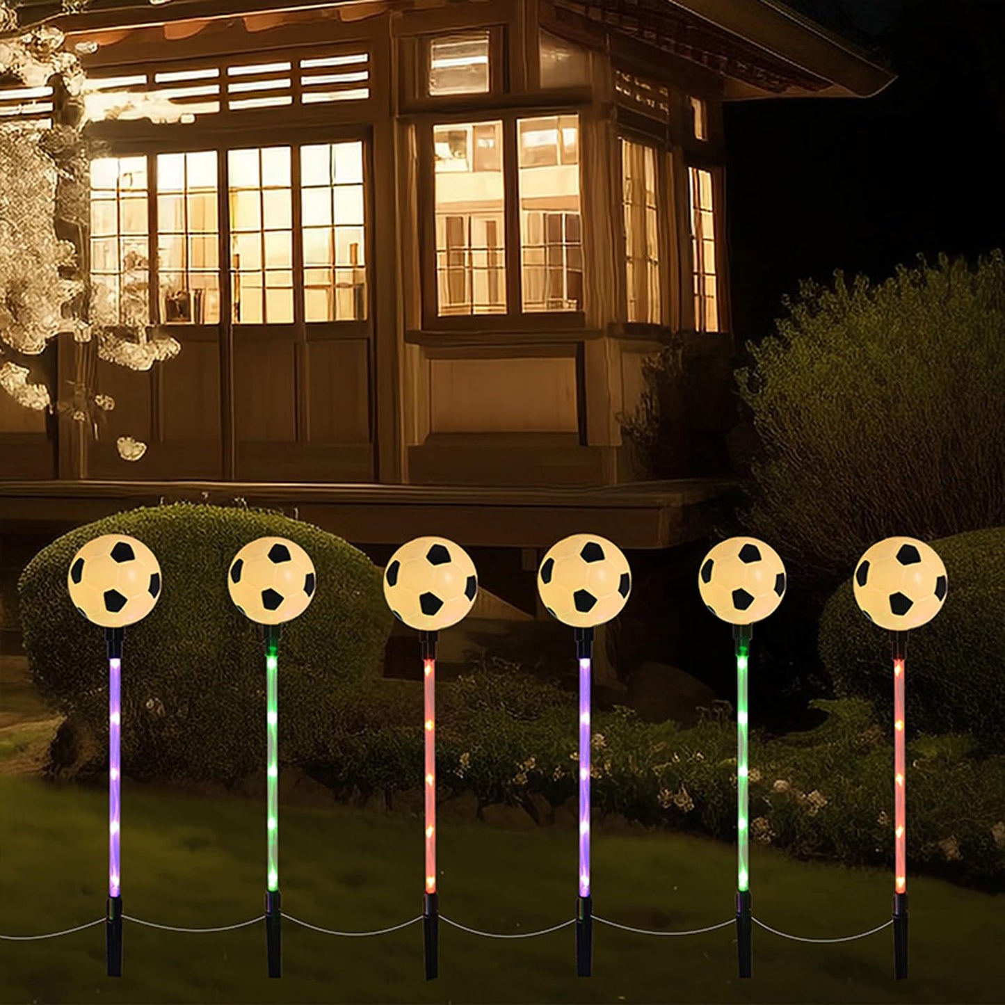 AUGPET Battery Powered Garden Sports Ball Theme Party Stake Lights Soccer Football LED Landscape Path Lights Indoor/Outdoor Christmas Festival Home Patio Decoration Lamps