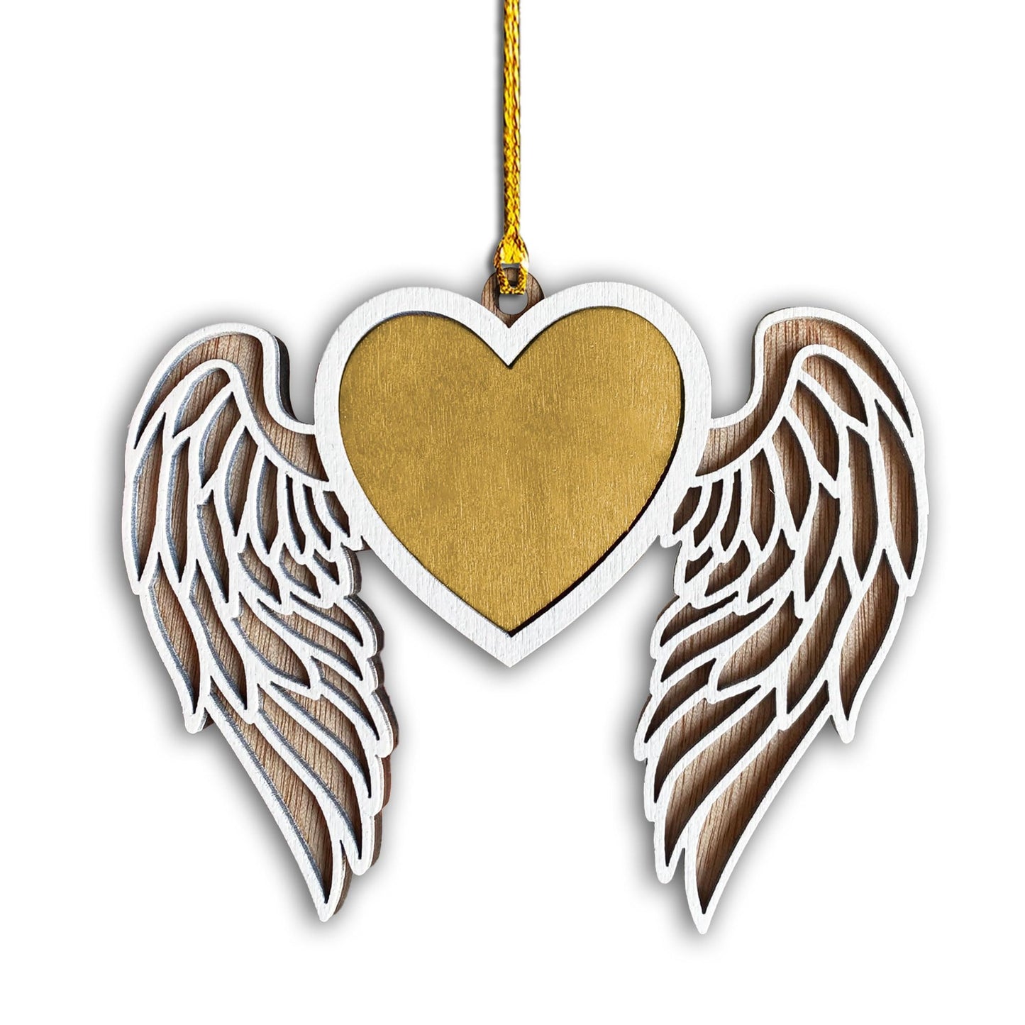 Personalized Memorial Angel Wings Wooden Ornament - Personalize with A Name Or Message Using A Oil Marker (Marker not Included) - Customizable Christmas Tree Hanging Ornament