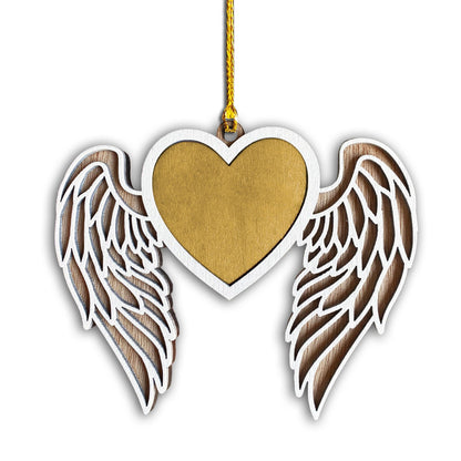 Personalized Memorial Angel Wings Wooden Ornament - Personalize with A Name Or Message Using A Oil Marker (Marker not Included) - Customizable Christmas Tree Hanging Ornament