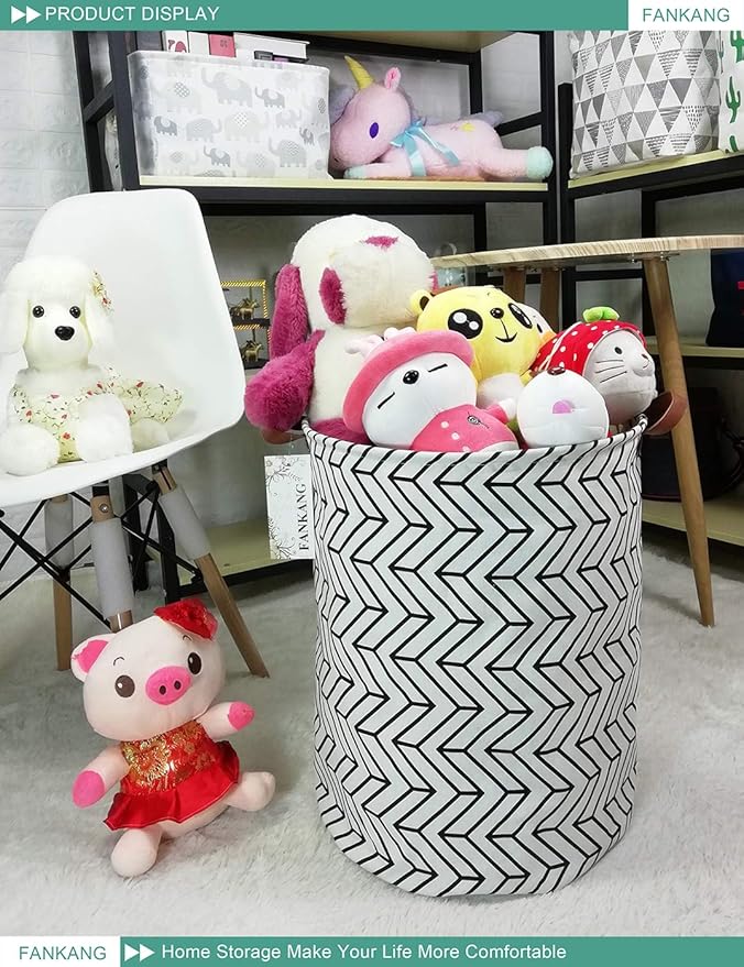 FANKANG Storage Basket, Nursery Hamper Canvas Laundry Basket Foldable