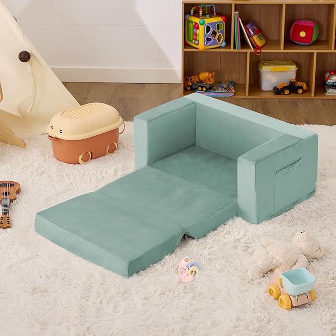 Kids Couch, 2-in-1 Toddler Chair Comfy 1-3 Years, Convertible Kids Chair