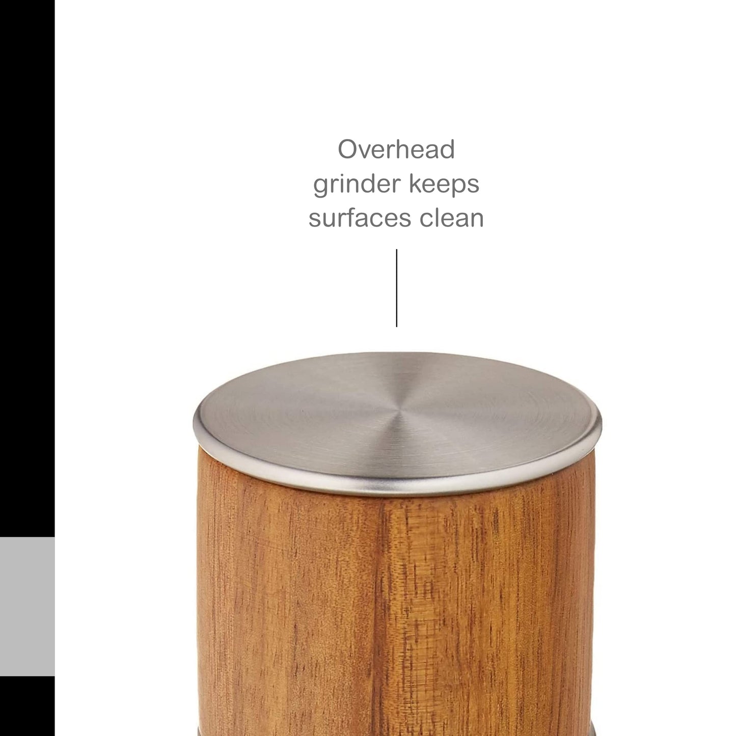 AdHoc Akasia Wood Salt or Pepper Mill - Salt & Pepper Seasoning Mill - Manual & Adjustable Grinder for Modern Kitchens