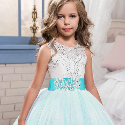 NNJXD Girls Princess Pageant Dress Kids Prom Ball Gowns Wedding Party Flower Dresses (10-11 Years, Blue 4)