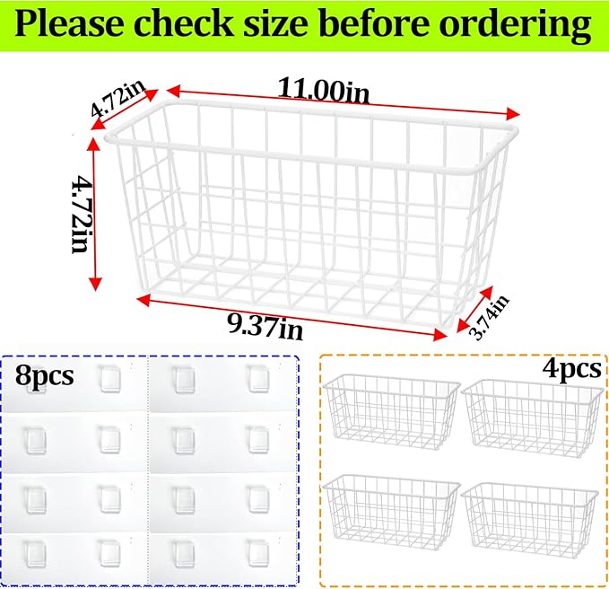 Hanging Kitchen Baskets Adhesive Sturdy Wire Storage Baskets