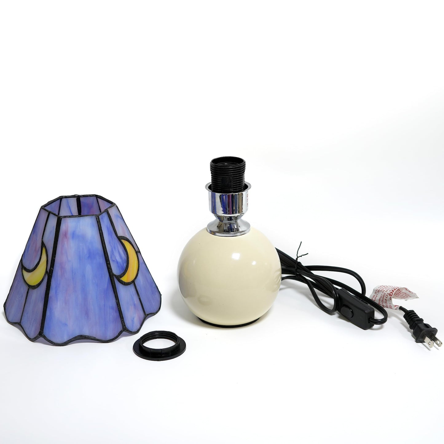 KIPHEPI Tiffany Style Bedside Table Lamp Stained Glass Moon Mushroom Lamp for Bedroom Small Nightstand Lamps for Home Decor Living Room Bedroom Study Nursery Dorm,Purple