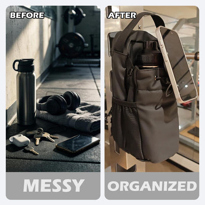 Magnetic Gym Bag Bundle 3-in-1: Sling Bag with 32oz Water Bottle & Phone Holder, Magnetic Towel & Pouch – Small Gym Bag for Men Women