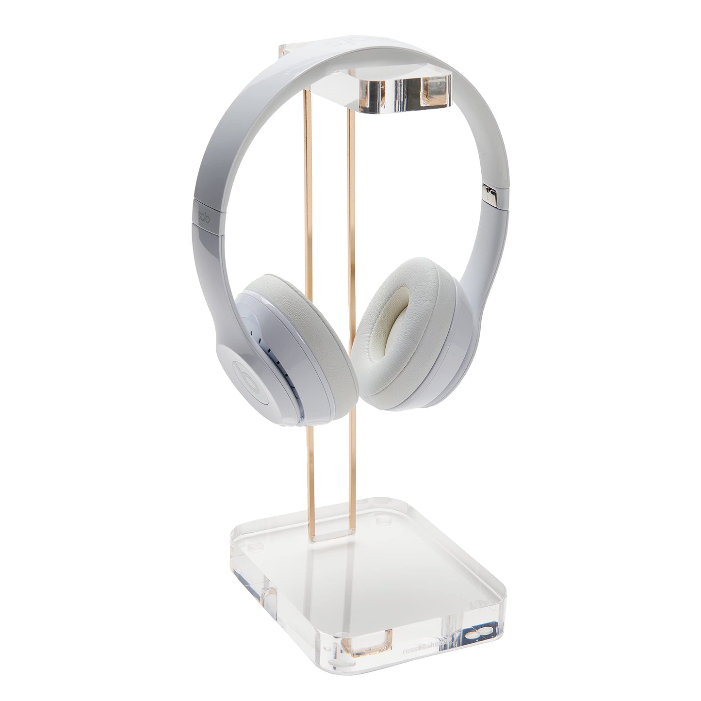 russell+hazel Acrylic Headphones Stand, Headset Holder, Office Accessories, Clear Acrylic with Gold Hardware, 4” x 5” x 10.5” (93922)