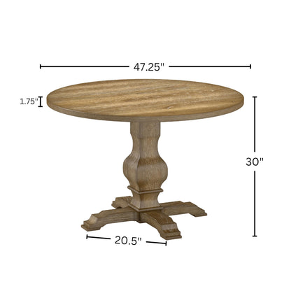 Roundhill Furniture Havre Pedestal Base Round Dining Table, Oak