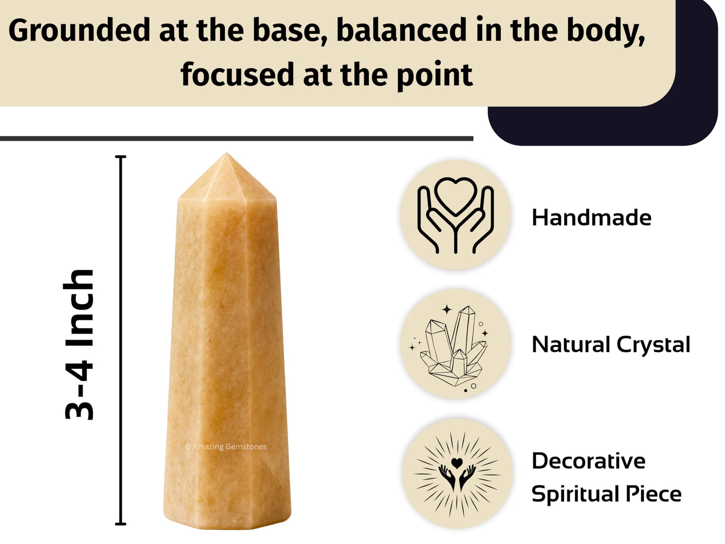 Amazing Gemstone Cream Moonstone Crystal Towers - Natural Healing Crystal Point Obelisk for Reiki Healing and Crystal Grid (3" to 4" INCH)
