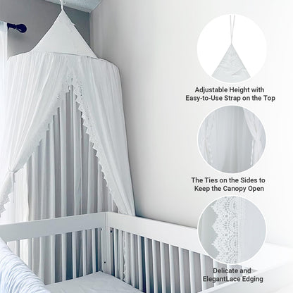 Children Bed Canopy Round Dome, Nursery Decorations, Mosquito Net, Kids Princess Play Tents, Room Decoration for Baby