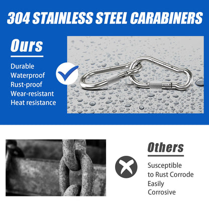 KINLINK 2 Pack Screw Locking Carabiner - 5.50 inch Heavy Duty Carabiner Clips, 304 Stainless Steel Large Caribiner for Camping, Swing, Hammock, Hiking,Weight Lifting Machine, Home Gym Equipment