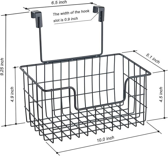 Wire Hanging Storage Basket 2 Packs, Wall Mounted Kitchen Bathroom Storage