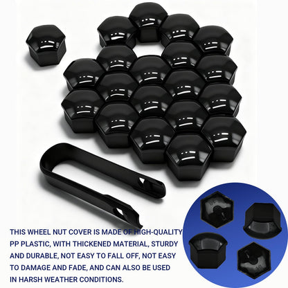 KoiLuvGo 20PCS 21mm Lug Nut Covers, Hexagonal Wheel Bolt Covers Caps, Tire Nut Rust and Dust Protection Cover with Remover Clip, Universal for Most Car Lug Nut Caps, Auto Exterior Accessories (Black)