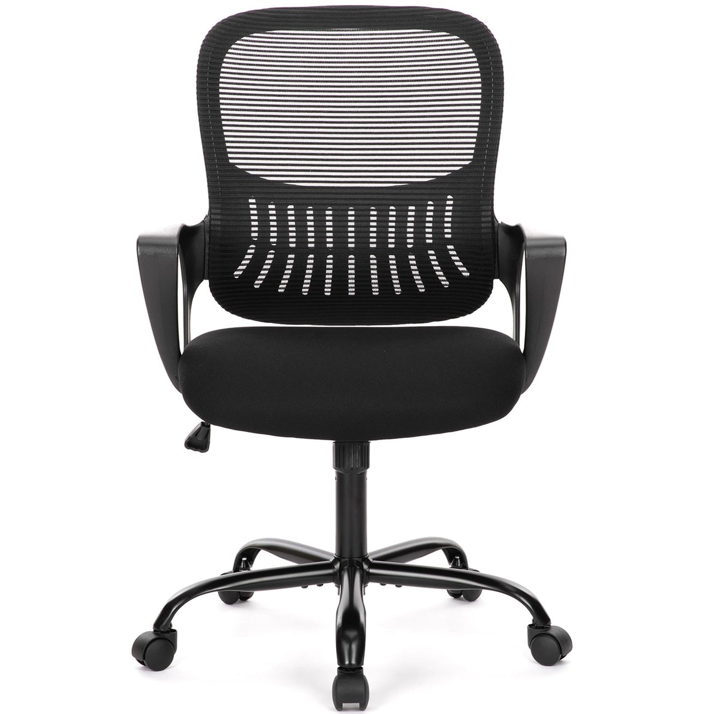 SMUG Home Office Computer Desk Chair, Ergonomic Mid-Back Mesh Rolling Work Swivel Task Chairs with Wheels, Comfortable Lumbar Support, Comfy Arms for Bedroom, Study, Dorm, Student