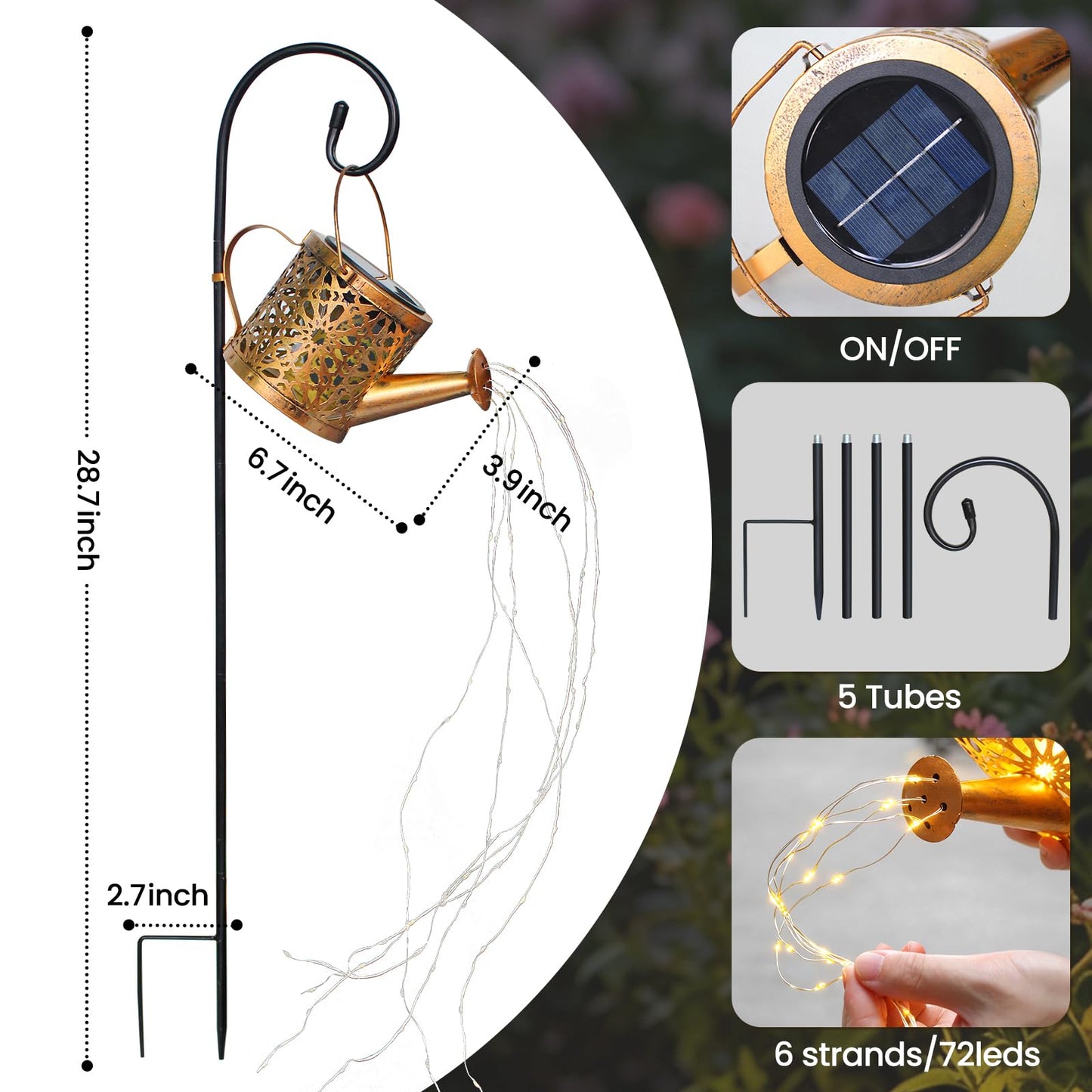 1 Pack Solar Watering Can Lantern, Hanging Light Outdoor Waterproof, Hanging Lantern Decorative, Garden Decoration Gift for Women Mom