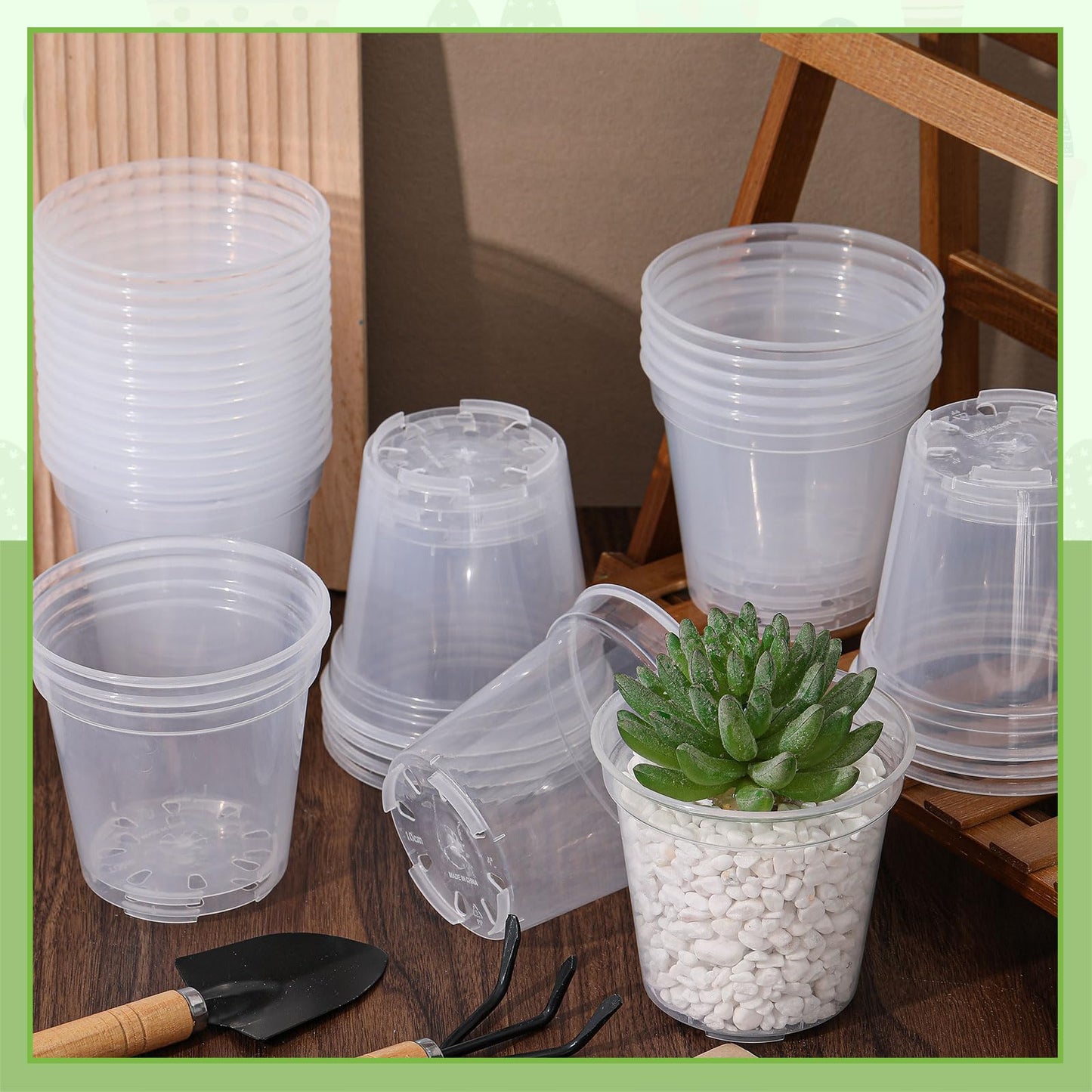 Yaomiao 30 Pcs 5 Inch Clear Mini Plastic Plant Pot Nursery Seedling Pots Seed Starter with Drainage Holes for Indoor Outdoor Garden Succulent Plants Cuttings Transplanting