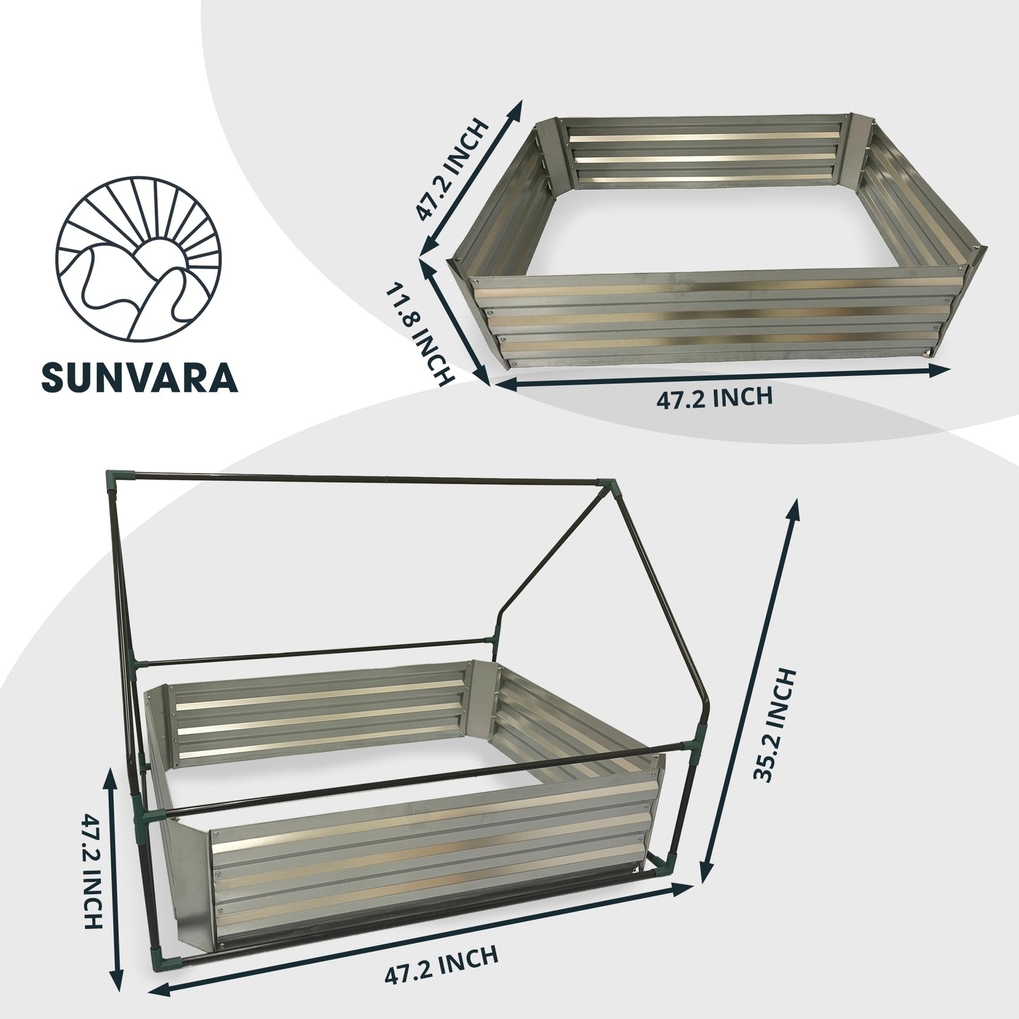 Sunvara Galvanized Raised Garden Bed with Cover 4x3x1ft Large with Gloves