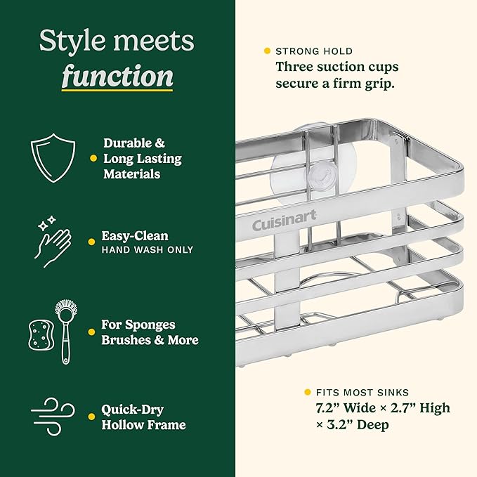 Cuisinart Sponge Holder for Kitchen Sink—Metal Sink Caddy