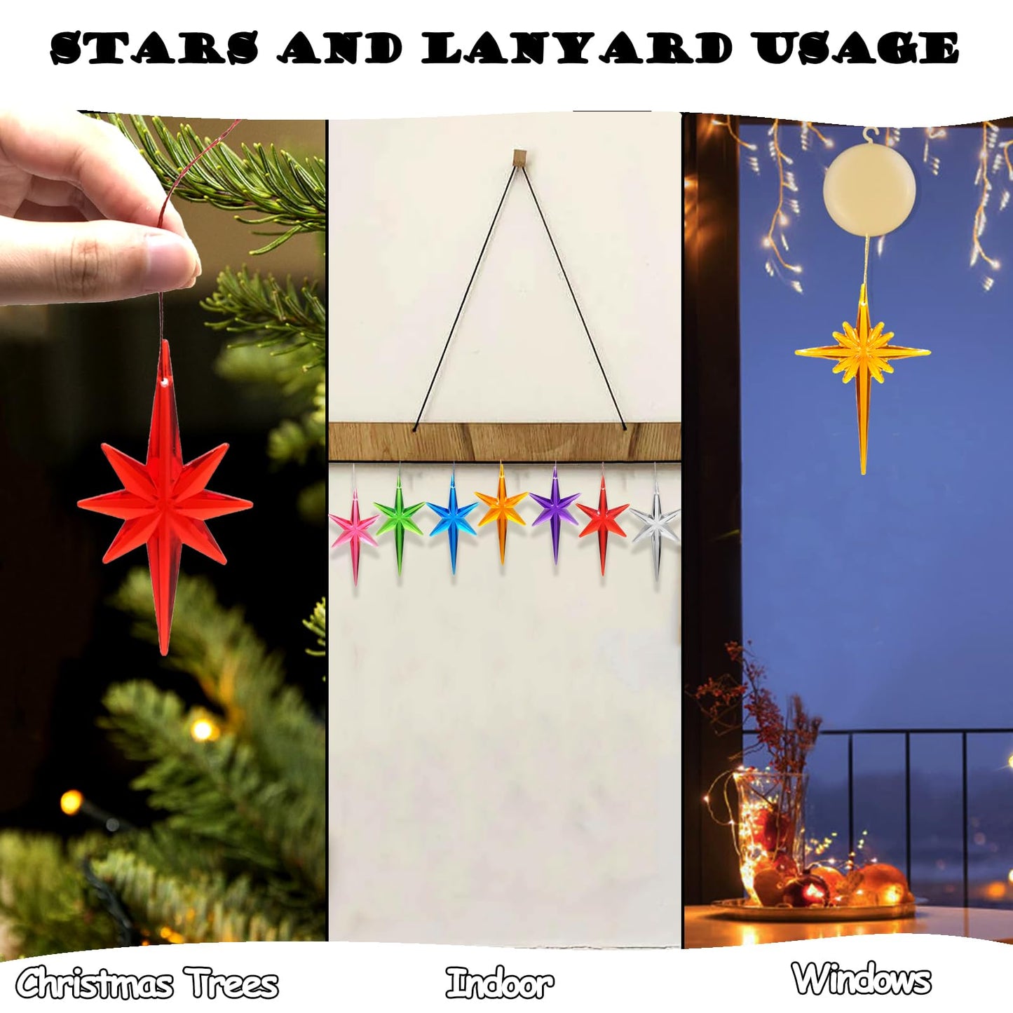 21Pack Star Topper Ornaments for Replacement Ceramic Christmas Tree - Clear White Plastic Modern Stars Hanging Decor Accessories