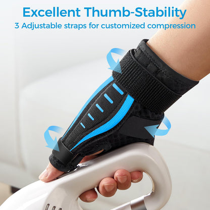 Thumb Brace Right/Left Hand, Thumb Spica Splint Hand Brace for Arthritis Pain and Support, Ergonomical Thumb Stabilizer for Trigger Thumb, CMC, De Quervains Tenosynovitis Pain Relief (Blue/Black, M - Fit both hands)