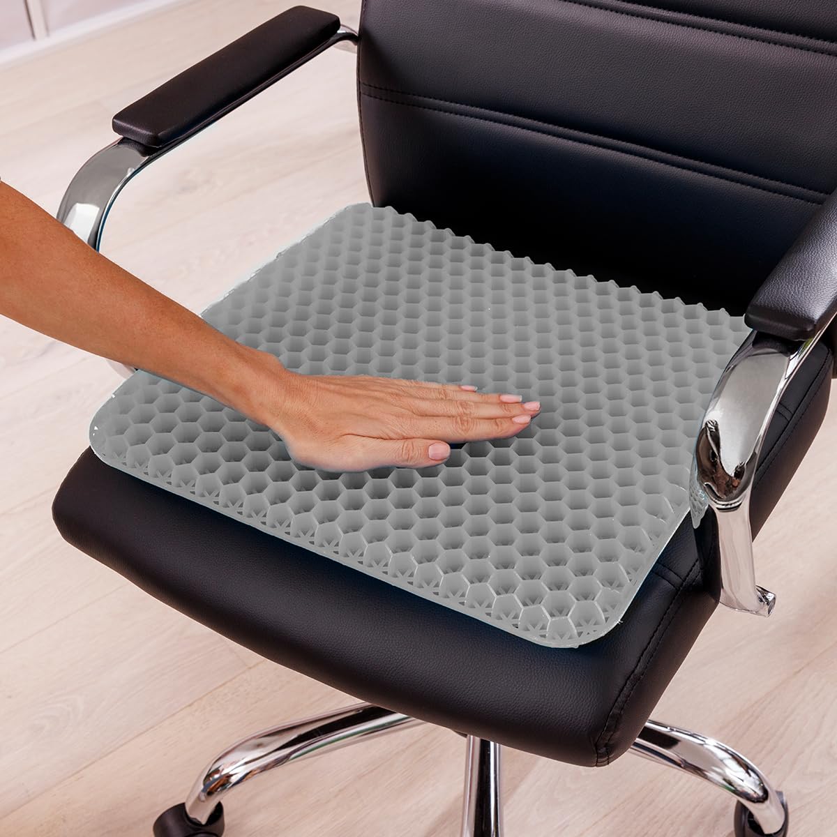 JML Soft Sitter Honeycomb Cushion - Gel Seat Cushion for Support and Flexibility, Home, Office, Gaming and Car Seat Pads - Lightweight, Durable, Breathable for All-Day Comfort and Posture, Grey