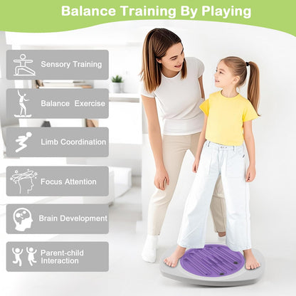 Zozimix Balance Board with Maze for Kids, 18 inch Labyrinth Wobble Board Rocking Seesaw Sensory Training with 3 Balls & 2 Replacement Labyrinth Disks, Non-Slip Pedals Indoor Outdoor for Boys Girls