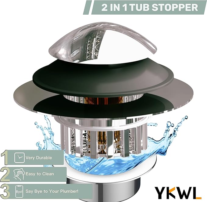 Kitchen Sink Drain Strainer 3 in 1, 304 Stainless Steel Pop Up Sink Stopper