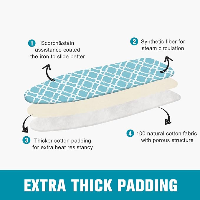 Ironing Board Cover and Pad, Standard Size 15" x 54" Iron Board Replacement