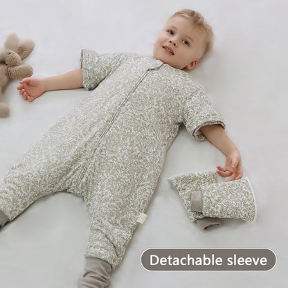 Mosebears Baby Sleeping Bag, 2.5 TOG baby sleep sack with Legs,Warmly Lined Winter Sleeping Bag with Removable Sleeves(Leaf,18-36 Months(baby height 85-95cm))