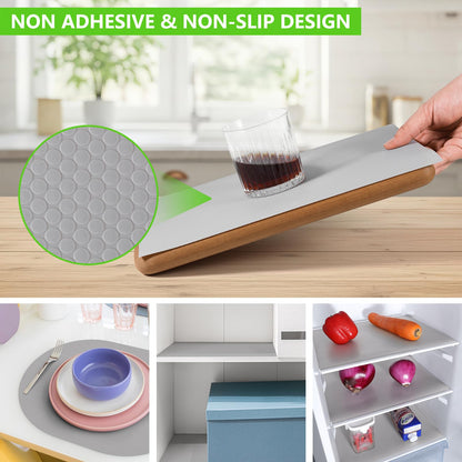 Shelf Liners for Kitchen Cabinets Non Adhesive Drawer Liner for Bathroom Waterproof Refrigerator Liners for Shelves Fridge Plastic Mats Cabinet Cupboard Liner Light Gray 11.8 x 59 Inches