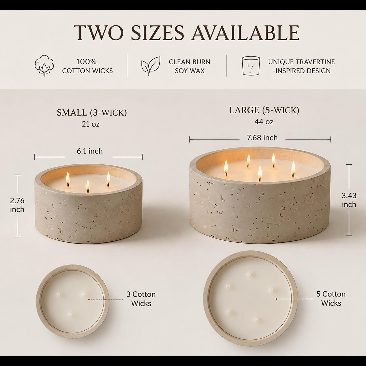 3-Wick Scented Candle-Sea Salt & Bergamot & Coconut,Soy Coconut Wax Blend Candle with Acacia Wood Lid,21oz Large Candle,45-Hour Long Burning,Aromatherapy Candle for Home Decor