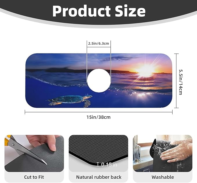 Sea turtle Kitchen sink faucet pad, strong water absorption, anti slip