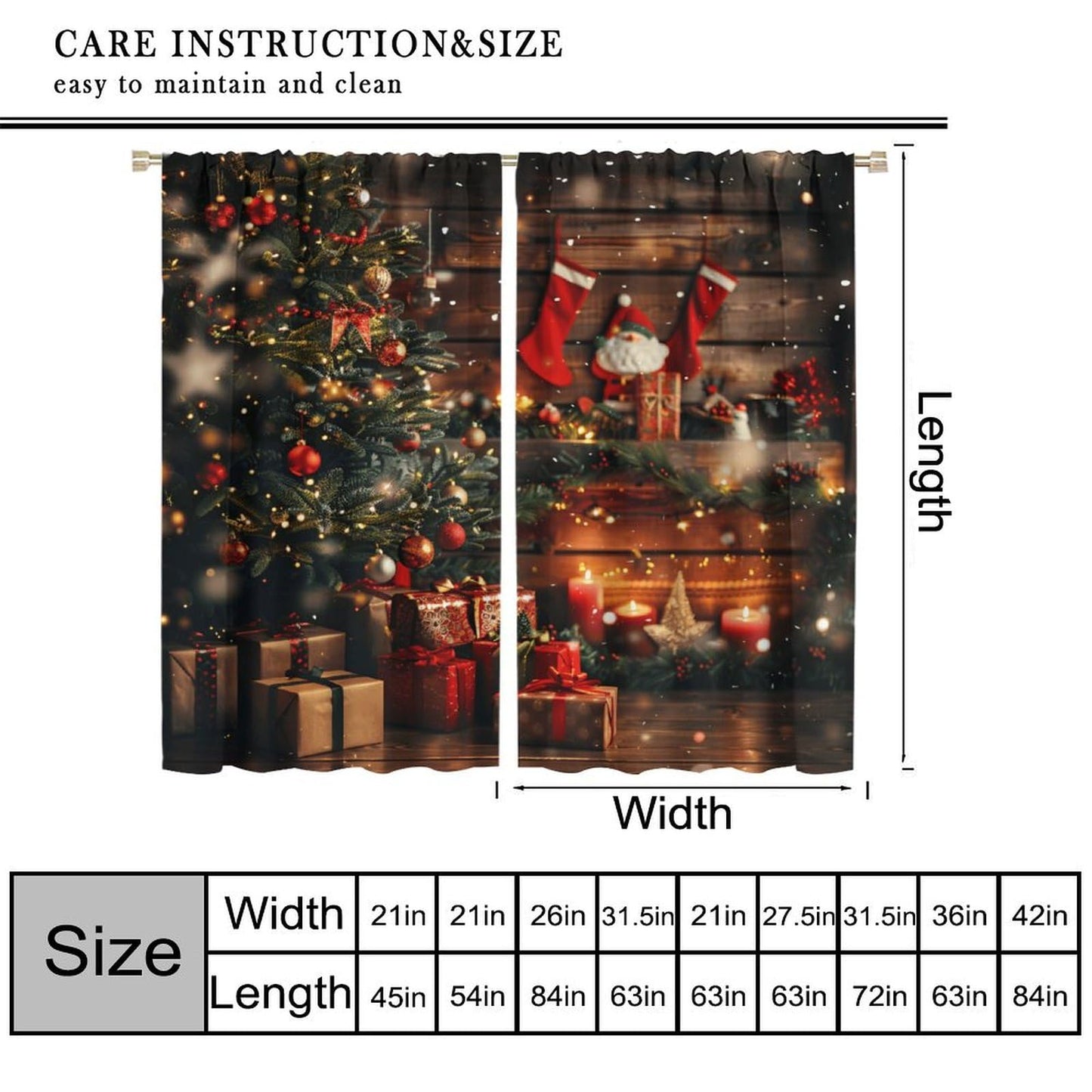 Christmas Curtains Merry Xmas Snowflake Window Treatment for Living Room Bedroom Warm Gift Decor Window Drapes 42" W X 45" L