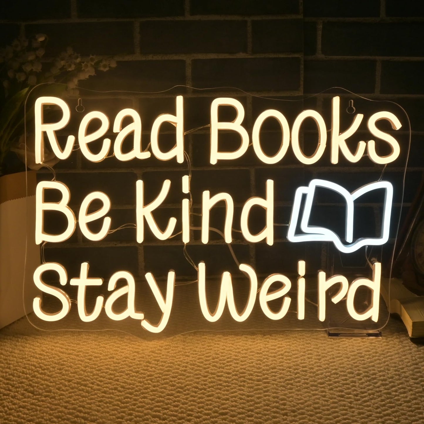 WLHOPE Read Books Be Kind Neon Sign Neon Signs for Wall Decor Dimmable Read Books Neon Lights LED Sign for Book Lovers Gifts Bedroom Bookstore Reading Room Library Study Room Decoration