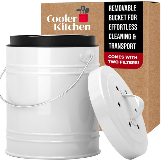3 Liter Small Indoor Kitchen Compost Bin, Odorless Composting Bin with Carbon Filters, Countertop Compost Bucket with Lid, Metal Kitchen Composter with Plastic Bucket Liner for Food & Waste Recycling