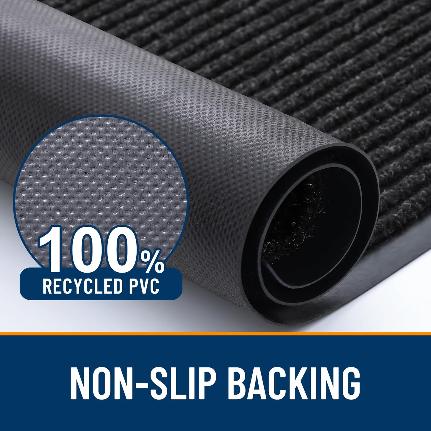 OLANLY Front Door Mat Indoor Outdoor Entrance, 2-Pack 47 x 32 Inch, Waterproof Heavy Duty Doormat, Fade Resistant, Low Profile, Easy Clean Patio Porch Welcome Floor Mats for Entry, Off-Black