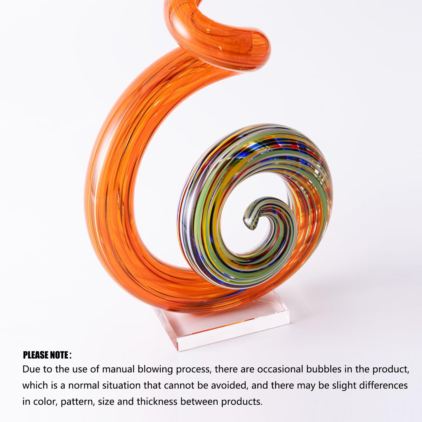 15" Tall Hand-Blown Murano-Style Glass Sculpture Statues Art Ornament Statue Figurines Home Decor Accent Piece Coastal Ocean Nautical Home Decor,Shelf,TV Stand,Tabletop Centerpieces,Wonderful Gift