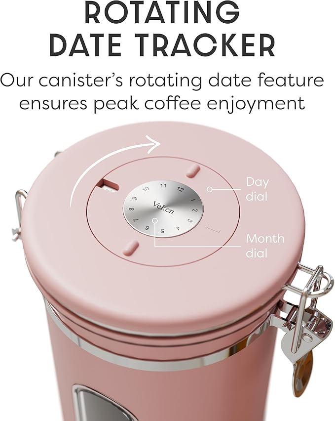Veken Coffee Canister with Window, Easter Gifts Airtight Stainless Steel