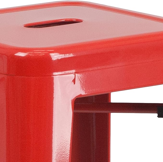 Flash Furniture Lily 4 Pack Commercial Grade 30" High Backless Red Metal