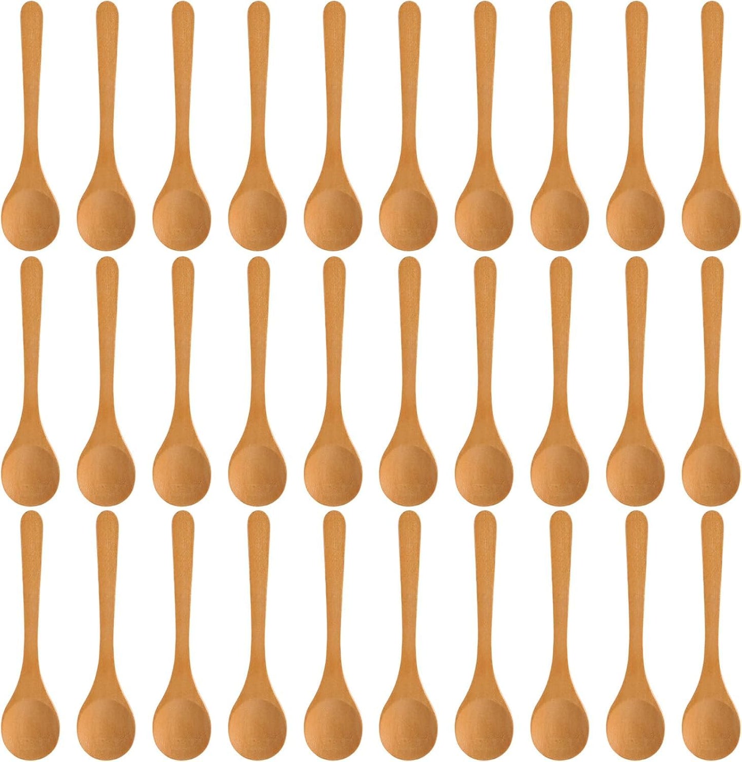 jiebor 60Pcs Mini Small Wooden Spoons Tiny Wood Spoons Bulk for Tea Coffee Sugar Ice Cream Salt Spices Honey Jars Home Kitchen 5.1inch