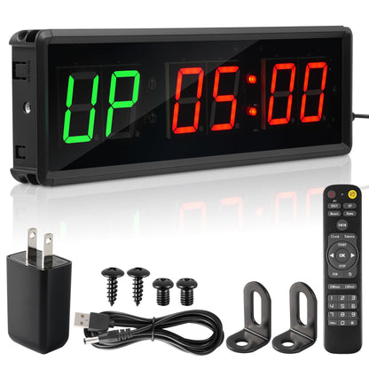 Faweskiy Upgraded Gym Timer Clock for Tabata/FBG/EMOM - Large Digital Interval Workout for Fitness Enthusiast, Count Down & Up | Stopwatch | Workout Clock for Home Gym/Yoga/Boxing/Garage Fitness Times