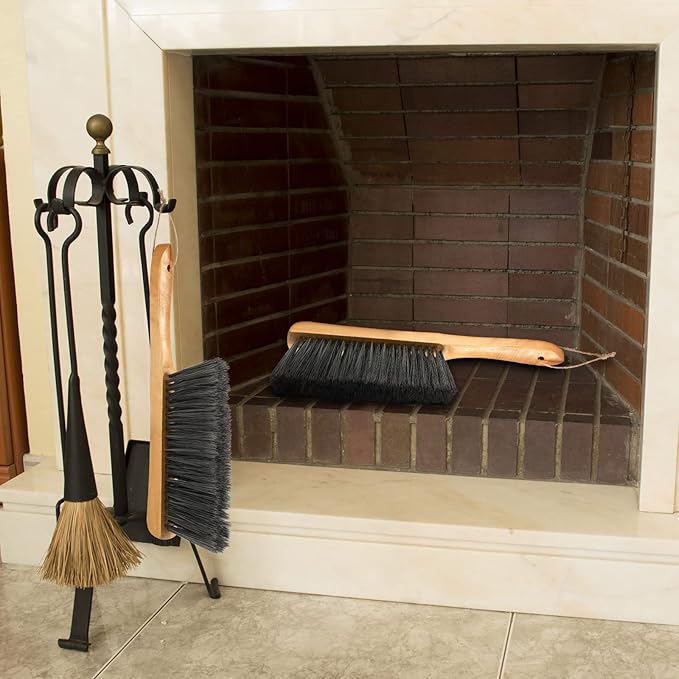 Patelai 2 Pieces Wooden Bench Brushes Fireplace Brush Natural Fiber Bench Soft