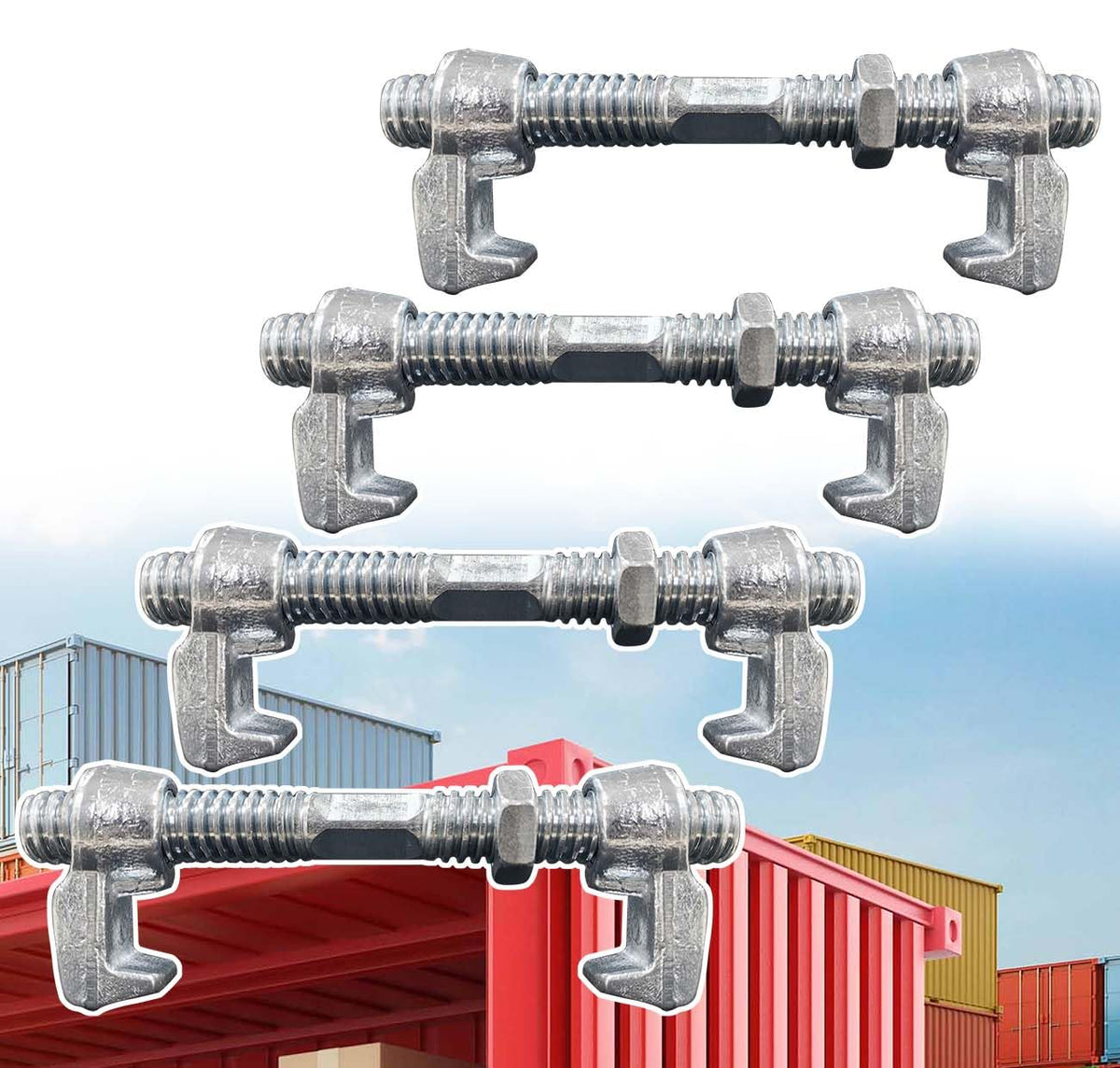 4 Pack Shipping Container Bridge Fitting Clamp/ 380 mm Galvanized Screw Clamp by Container Nut/Rail Shipping Container Accessories Wheels Kit/to Connect Shipping Containers Together…