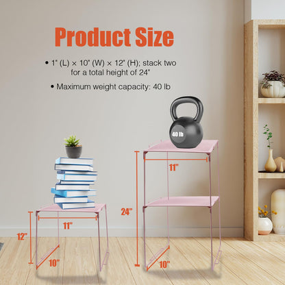 Piffny Versatile Metal Mesh Organizer Shelf, Stackable, for Standard Size School Lockers, Also for Gym and Work Lockers, or Even Kitchen Cabinets & Under Sink Organization