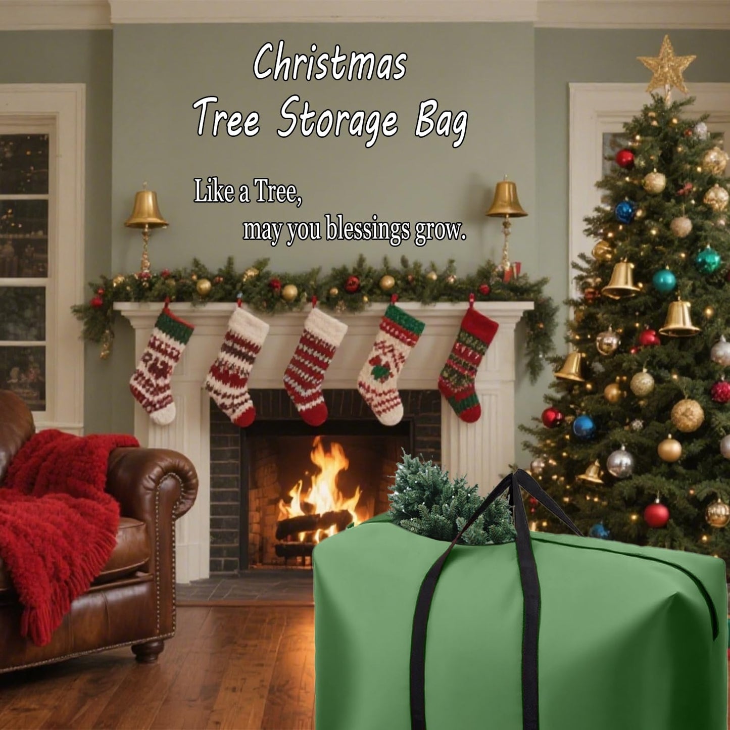 Small Christmas Tree Storage Bag 3FT/4FT/5FT Christmas Tree Bag for Detachable Christmas Tree Heavy Duty 600D Oxford Waterproof Dusty-Proof with 2 Reinforced Handle,Large Zipper Opening (GREEN)