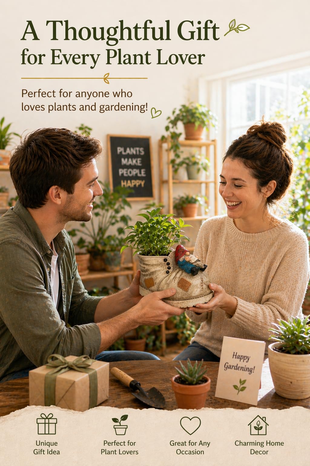 Cute Planter Gnome Plant Pots for Succulent Unique Resin Flower Pot with Drainage Hole Funny Gifts for Plant Lovers