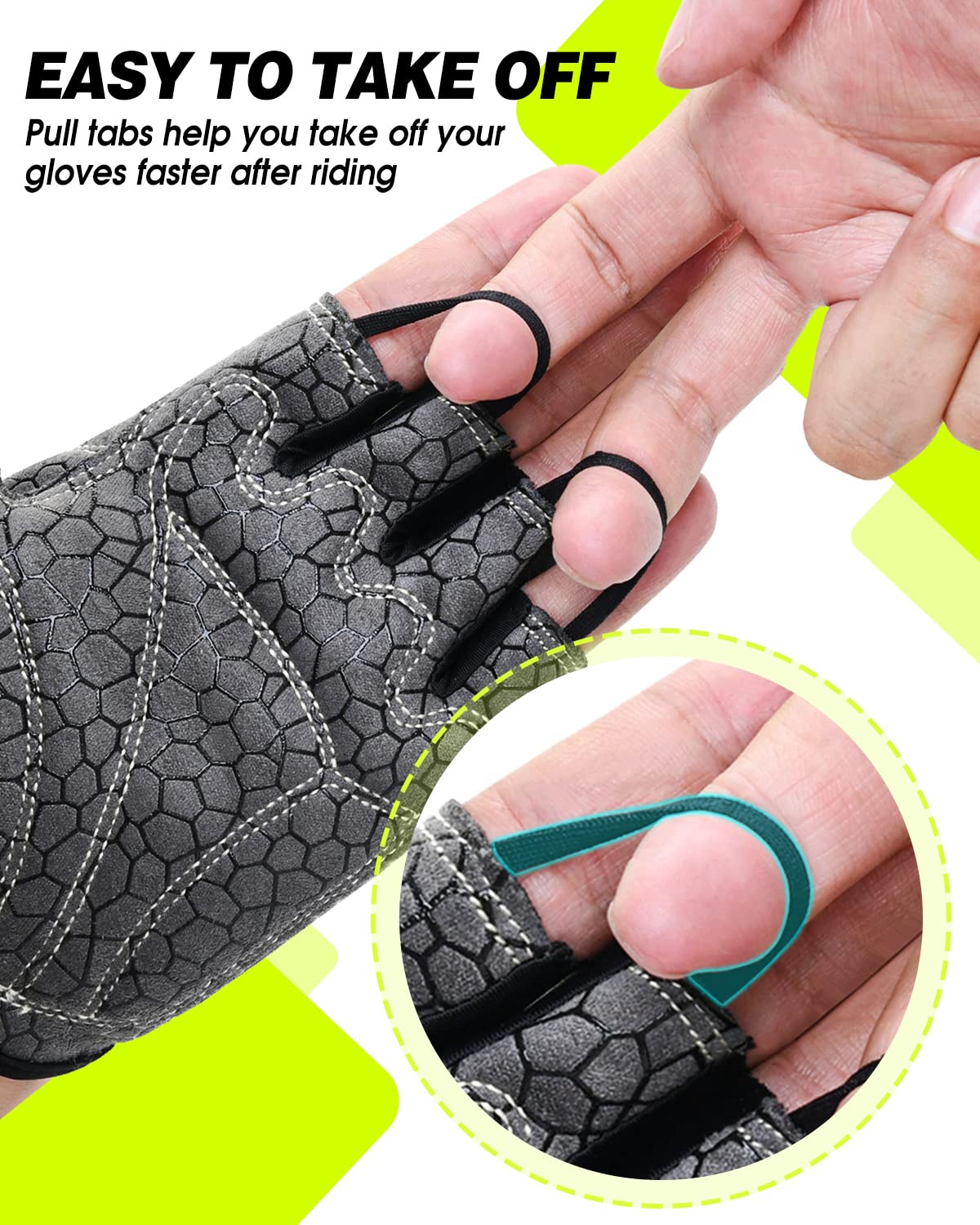 Tanluhu Cycling Gloves - Mountain Bike Half Finger Road Riding Gloves, Breathable, Shock-Absorbing, for Men and Women