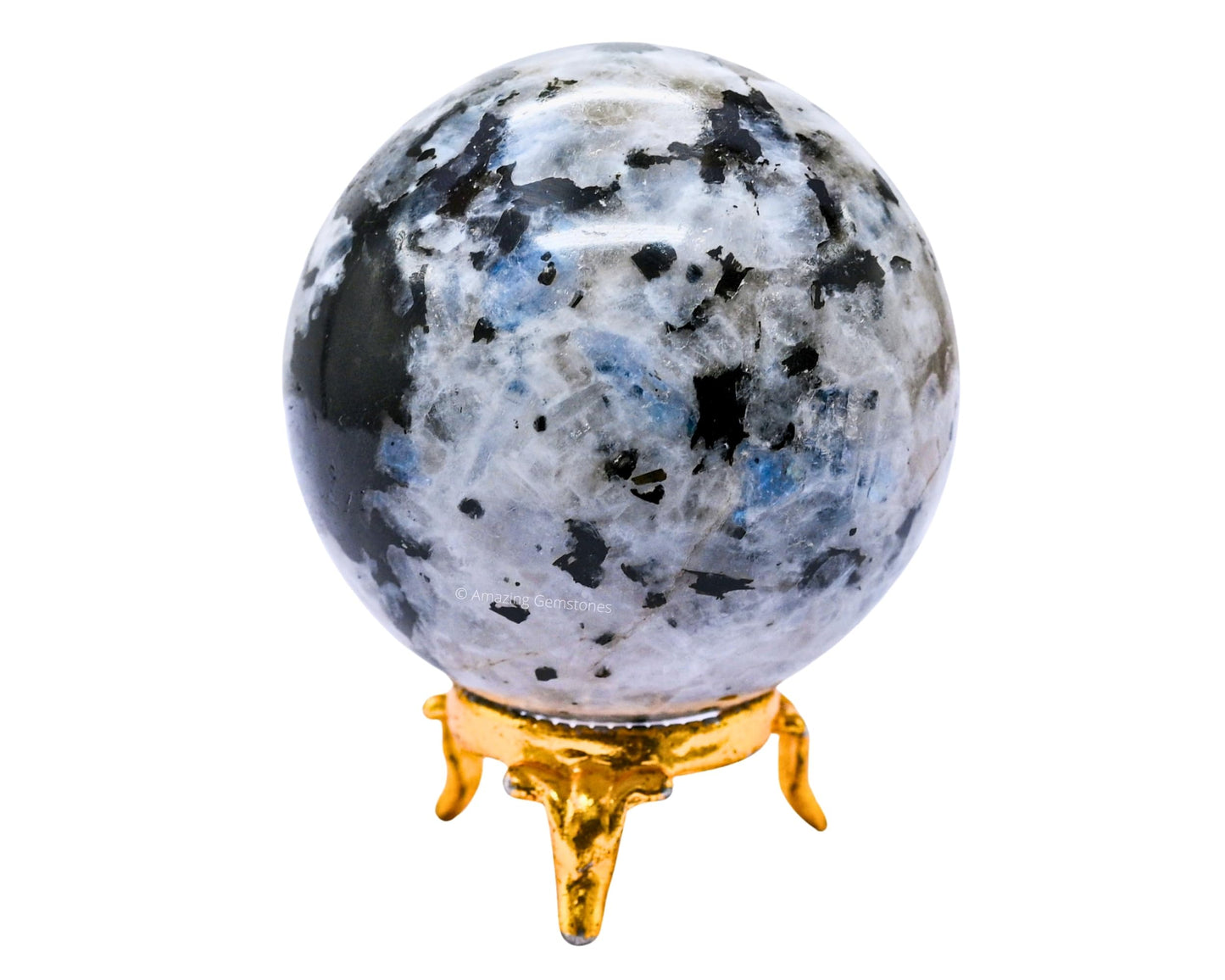 Amazing Gemstone Rainbow Moonstone Crystal Ball with Stand - 2.5 Inches Large Crystal Sphere Meditation Balls for Witchcraft and Decorative Balls