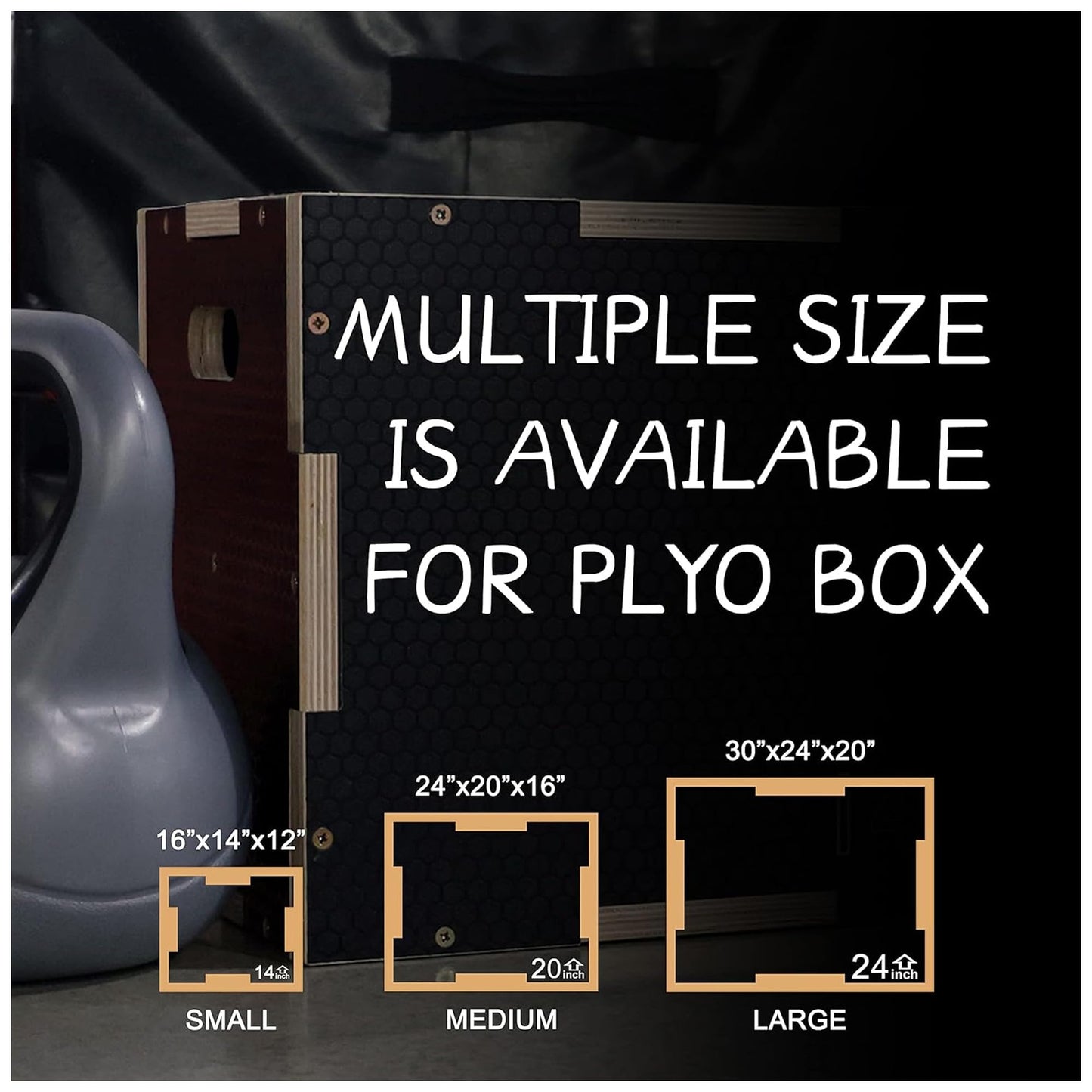 Fitvids 16" x 14" x 12" Non-Slip Wooden Plyo Box Jump Exercise Platform, Plyometric Workout Equipment for Home Gym, Training Step Box, Black