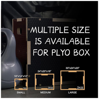 Fitvids 24" x 20" x 16" Non-Slip Wooden Plyo Box Jump Exercise Platform, Plyometric Workout Equipment for Home Gym, Training Step Box, Black